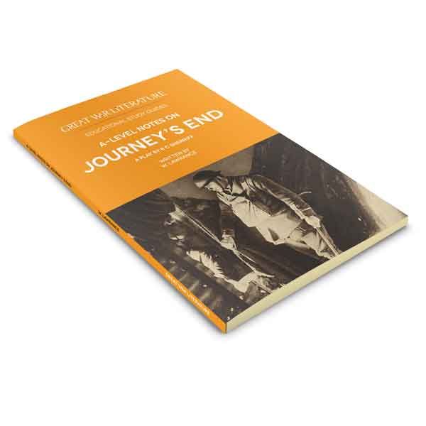 Image showing the paperback front cover of the study guide by Wendy Lawrance for the play Journey's End, aimed at A-Level students.