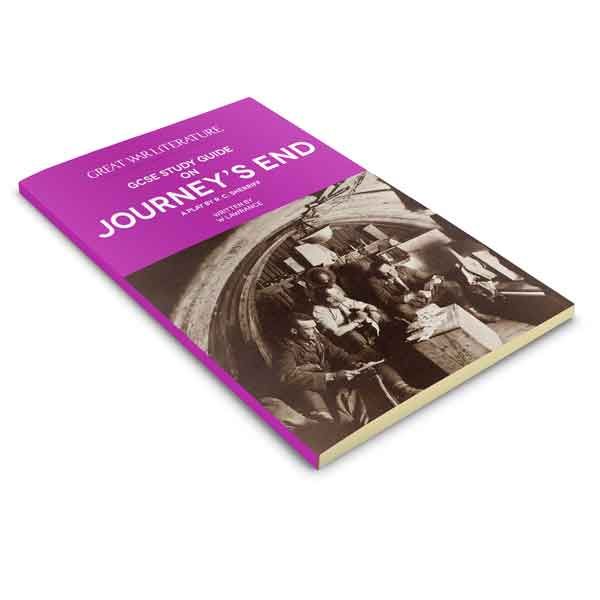 Image showing the paperback front cover of the study guide by Wendy Lawrance for the play Journey's End, aimed at GCSE students.
